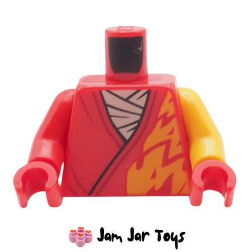 LEGO Kai Red Torso, Robe, Orange Flames, Tan Shirt, Odd Arms