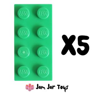 LEGO® Five Bright Green 2 x 4 Tiles. ST14