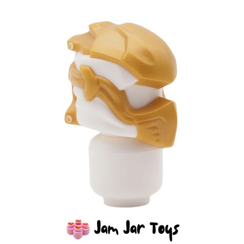 LEGO Pearl Gold Ninjago Helmet, White Wraps, Knot.
