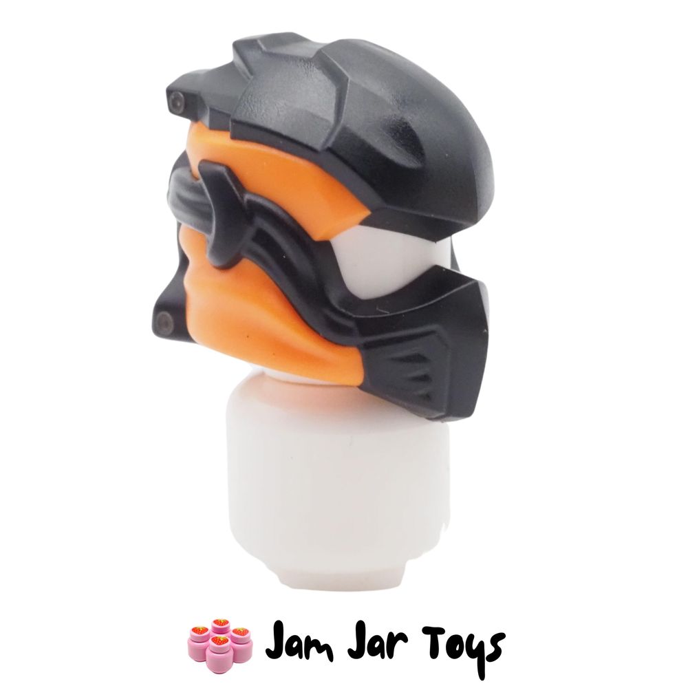 LEGO Black Ninjago Helmet, Orange Wraps, Knot.