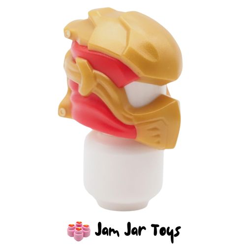 LEGO Pearl Gold Ninjago Helmet, Red Wraps, Knot.