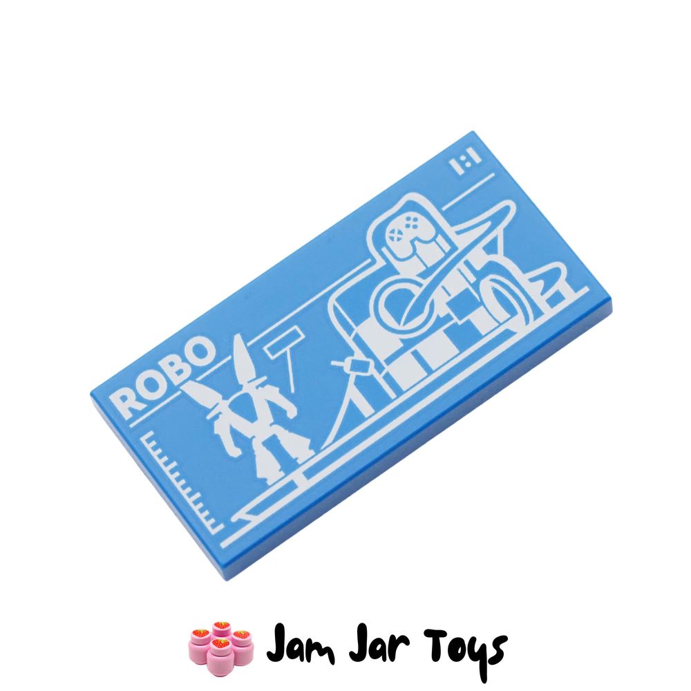 LEGO Blue Blueprint of Robot World 2 x 4 Tile