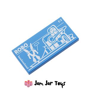 LEGO® Blue Blueprint of Robot World 2 x 4 Tile. PT191