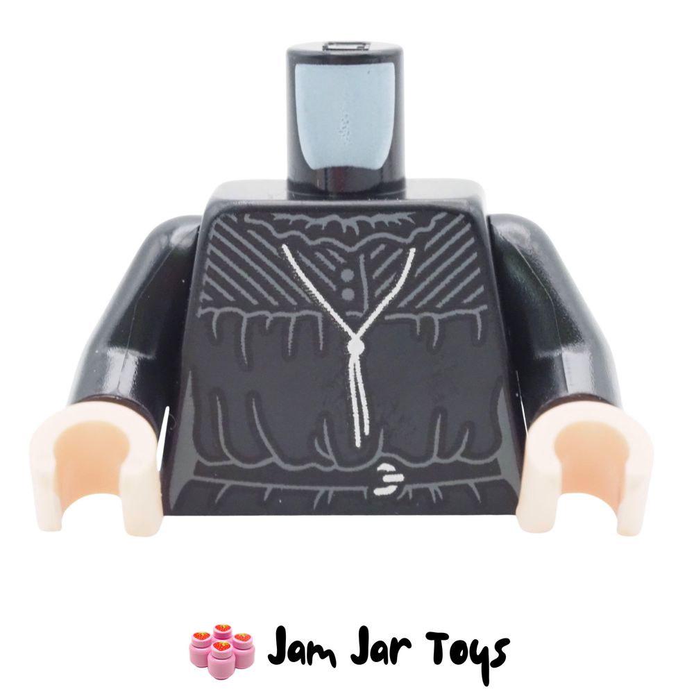 LEGO Black Dress Torso, Dark Bluish Grey Markings, Laces.