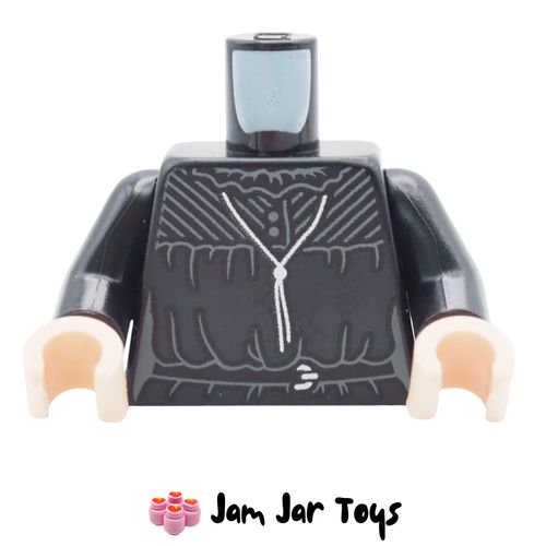 LEGO Black Dress Torso, Dark Bluish Grey Markings, Laces.