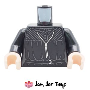 LEGO® Black Dress Torso, Dark Bluish Grey Markings, Laces. TO376