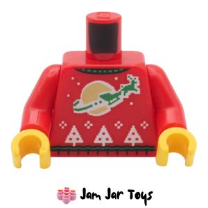 LEGO® Printed Torso – Green Sleigh & Gold Planet Logo. TO417
