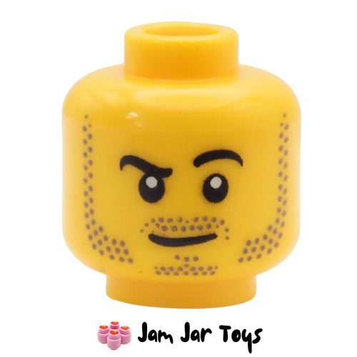 LEGO Yellow Head, Beard / Goatee Stubble, Raised Eyebrow,
