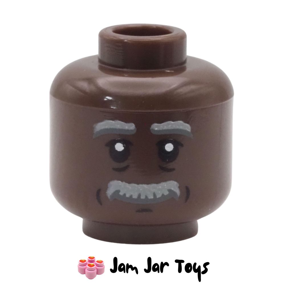 LEGO George Washington Carver Head, Thick Eyebrows, Moustache, Black Wrinkles