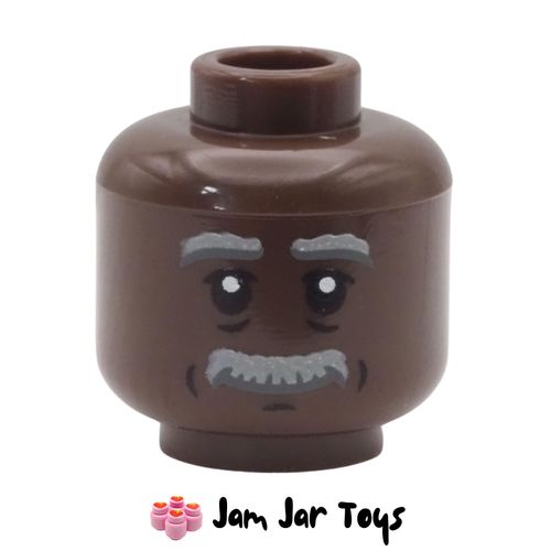 LEGO George Washington Carver Head, Thick Eyebrows, Moustache, Black Wrinkles
