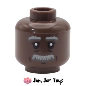 LEGO® George Washington Carver Head, Thick Eyebrows, Moustache, Black Wrinkles HF253