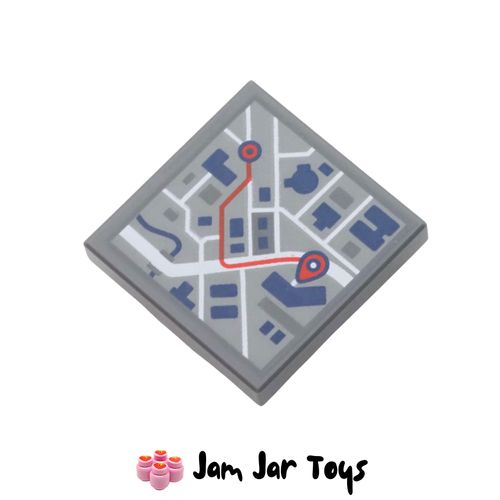 LEGO Dark Bluish Grey Navigation Map 2 x 2 Tile, Special Inverted