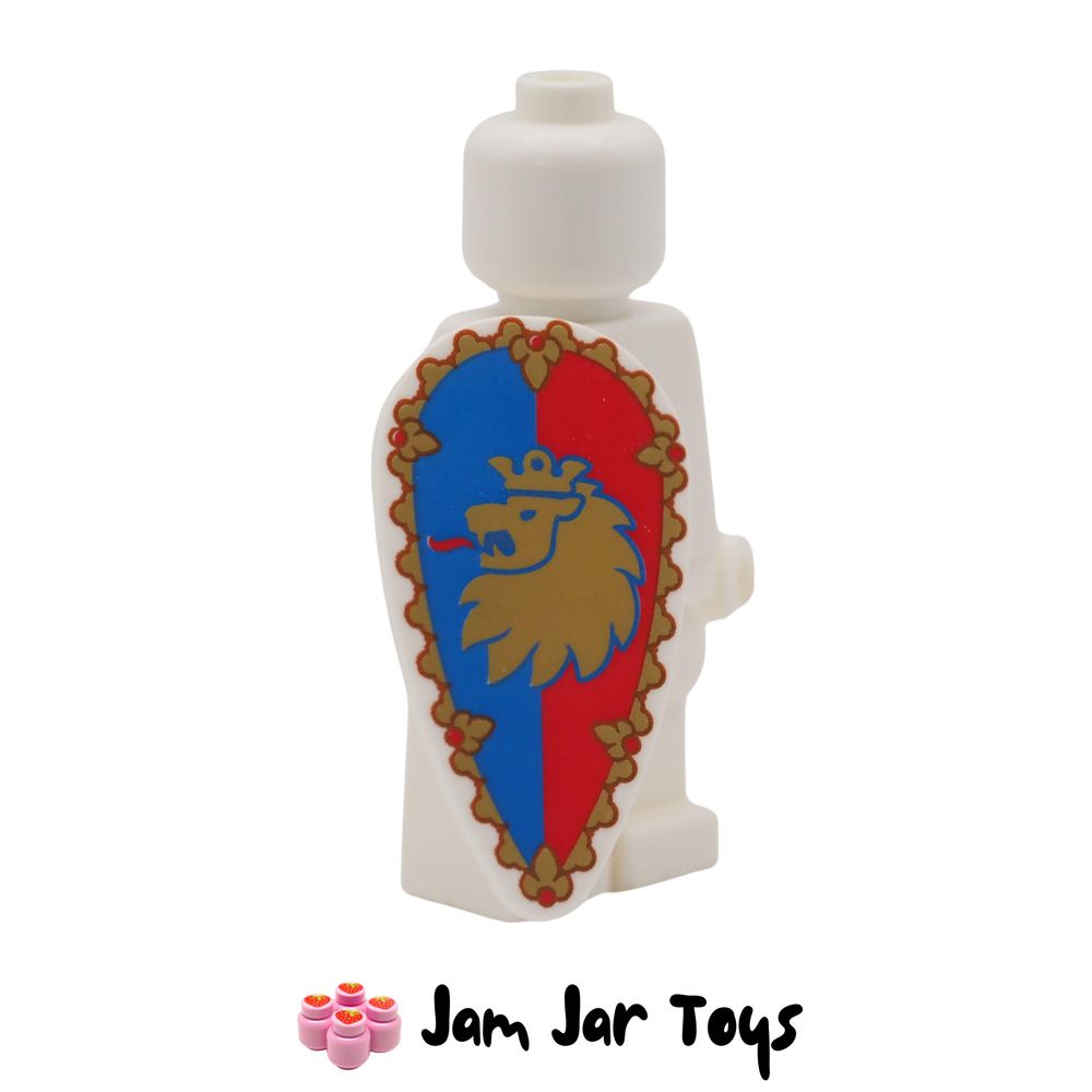 LEGO White Ovoid Shield, Gold Lion, Red / Blue Field