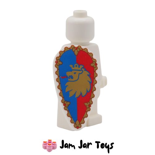 LEGO White Ovoid Shield, Gold Lion, Red / Blue Field