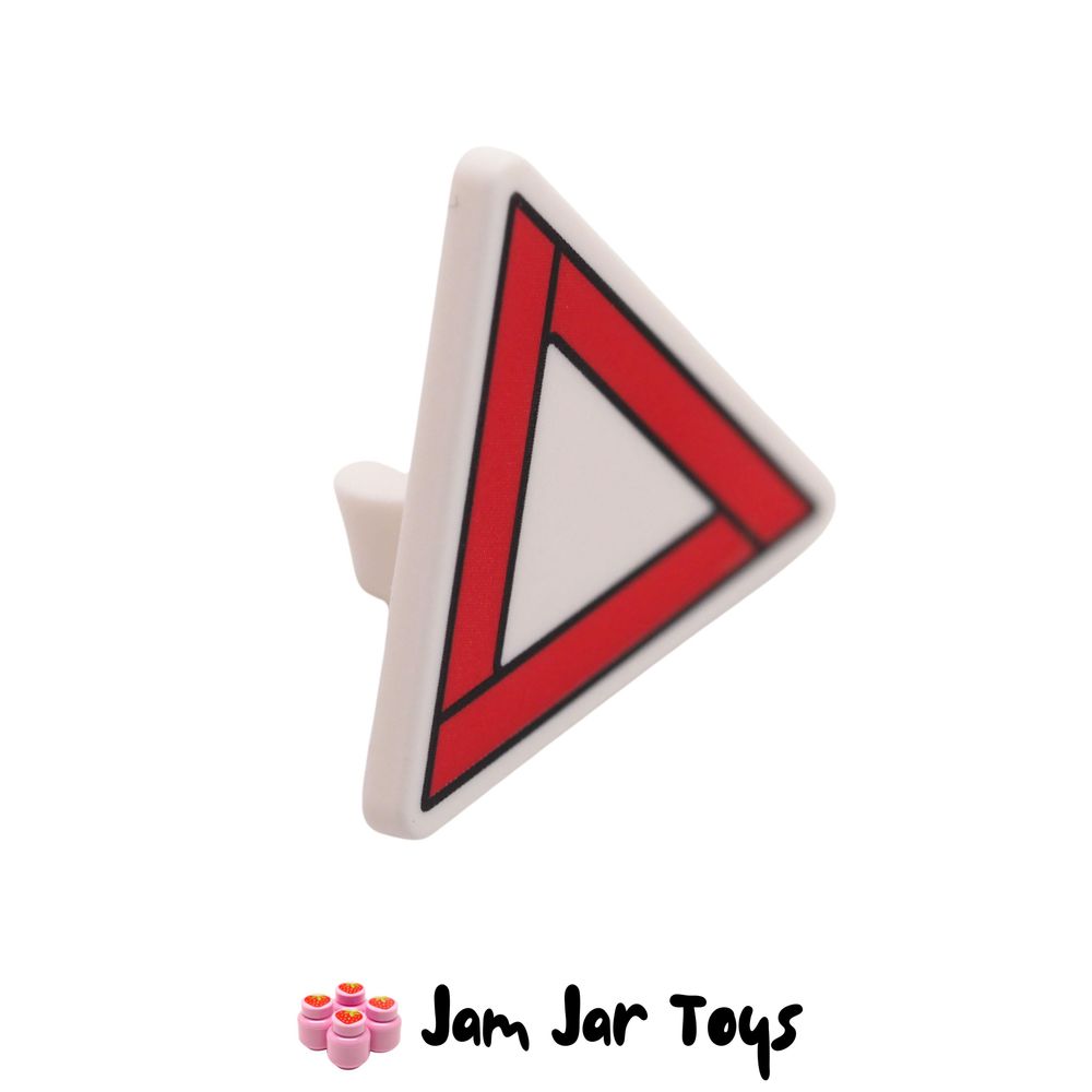 LEGO White Triangular Warning Triangle Road Sign Clip-on 2.2 x 2.667
