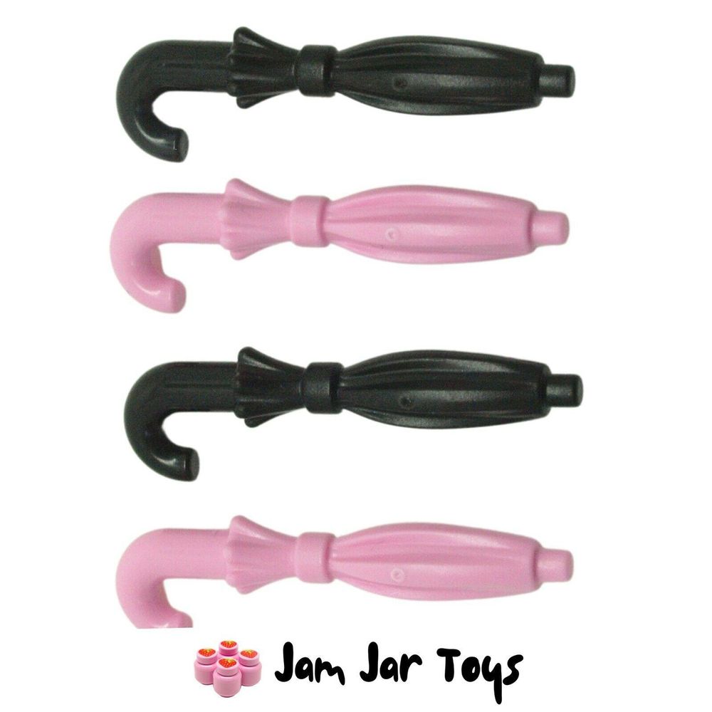 LEGO 4 Umbrellas Folded 2 Pink 2 Black Side View