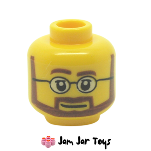 LEGO® Minifigure Head Neat Brown Beard White Pupils and Glasses FH42