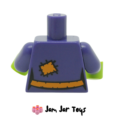 LEGO Witch Torso Shirt, Tattered Lime and Orange Patches, Rear View