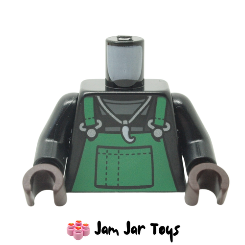 LEGO Torso With Green Overalls over Shirt, Necklace, Tooth Pendant