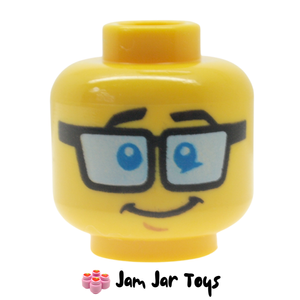 LEGO® Head, Blue Tinted Glasses, Brown Eyebrows, Shocked / Smile FH174