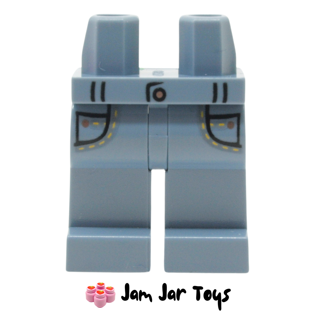 LEGO Sand Blue Legs with Pockets, Belt and Yellow Stitching