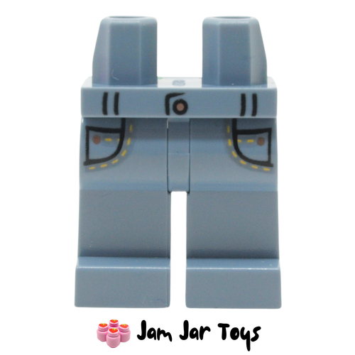 LEGO Sand Blue Legs with Pockets, Belt and Yellow Stitching