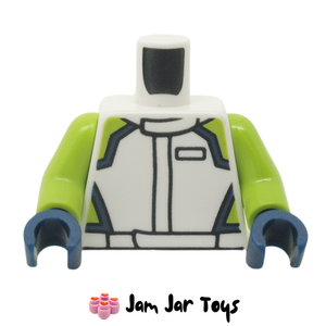 LEGO® White Racing Jacket, Lime and Dark Blue Trim T186