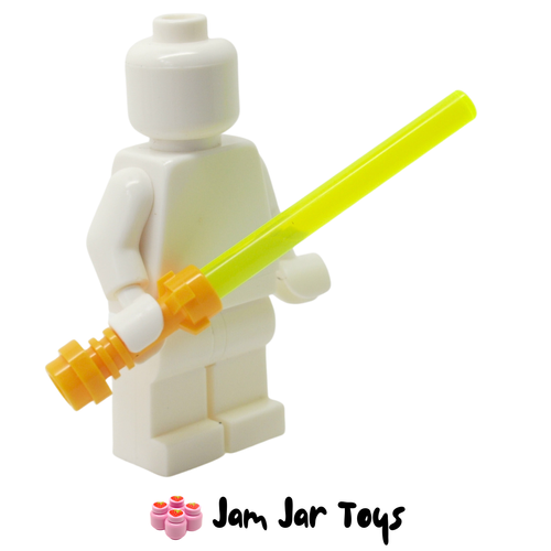 LEGO Star Wars Lightsaber With Flame Yellowish Orange Hilt and Trans Neon Green Wand