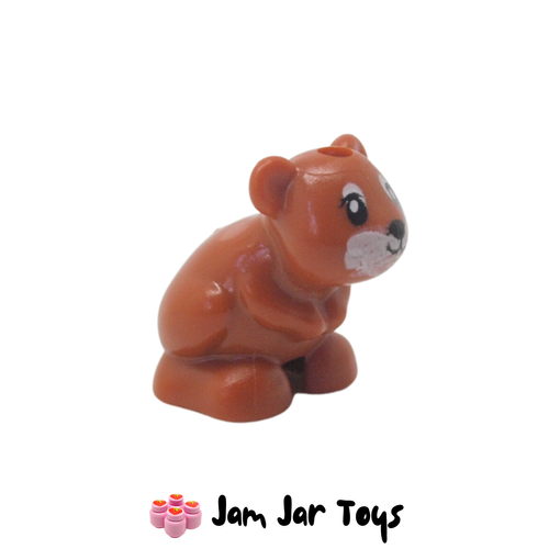 LEGO Dark Orange Small Hamster,, Black Nose, White Face.