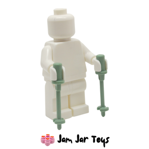 LEGO® 2 x Sand Green Ski Poles with Handle, Stop Ring and Side Stops A190