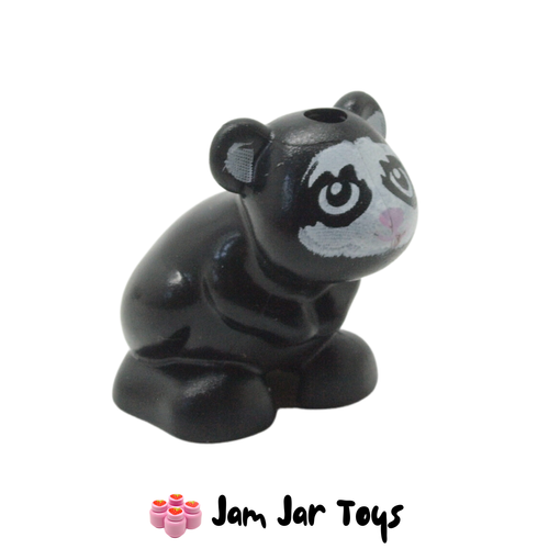 LEGO Black Hamster, Small, White Face, Pink Nose