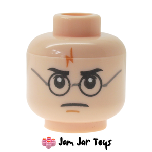 LEGO Harry Potter, Dual Sided Head, Glasses, Lightning Bolt Scar, Frowning