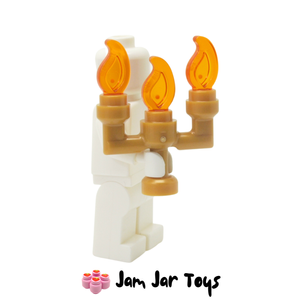 LEGO® Pearl Gold Candlestick, Trans Orange Flames A220