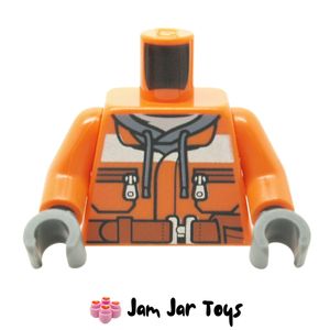 LEGO® Torso Construction Jacket over Dark Grey Hoodie, Zipper Pockets, Brown Belt TO28