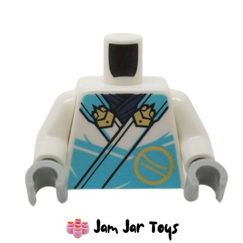 LEGO White Robe, Medium Azure Trim, Dark Blue Scarf, Gold Decorations