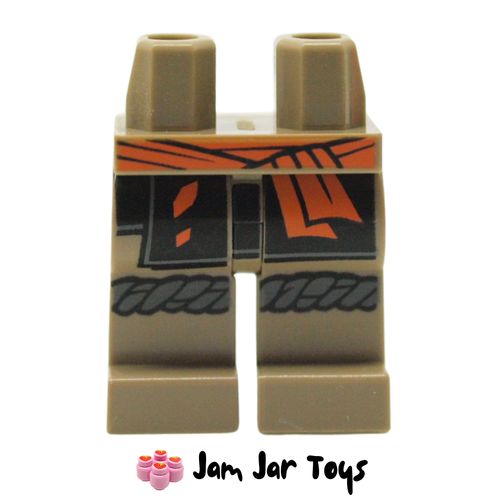 LEGO Dark Tan Legs, Black Robe, Orange Belt, Grey Knee Wraps