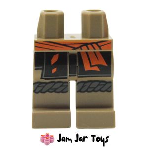 LEGO® Dark Tan Legs, Black Robe, Orange Belt, Grey Knee Wraps L175
