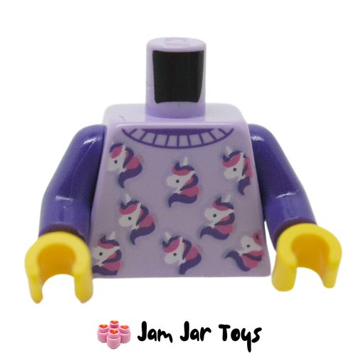 LEGO Jayden Lavender Torso, Pyjama Dark Purple Trim, Unicorns.
