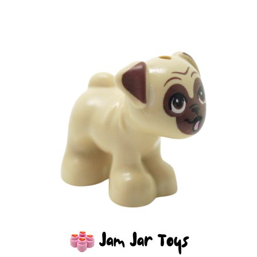 LEGO Tan Dango Dog, Pug, Standing, Reddish Brown Eyes.