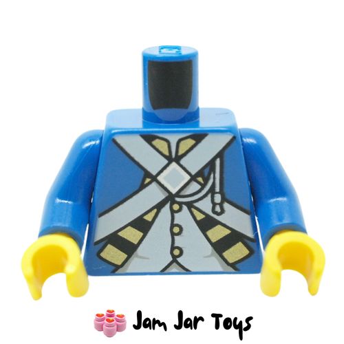 LEGO Bluecoat Soldier Torso, Blue Jacket, White Cross Straps.