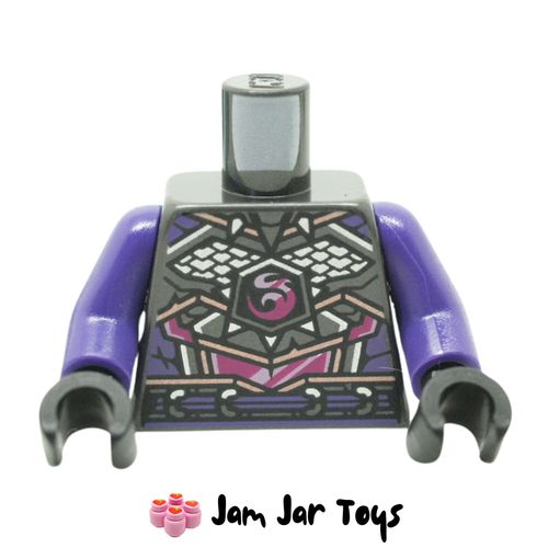 LEGO Pearl Titanium Torso Armour, Panels, Dark Purple Trim, Dark Pink Crystal.