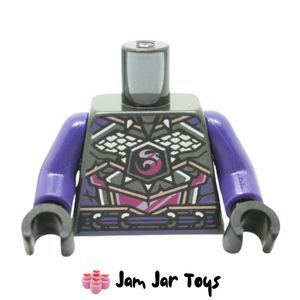 LEGO® Pearl Titanium Torso Armour, Panels, Dark Purple Trim, Dark Pink Crystal. TO132