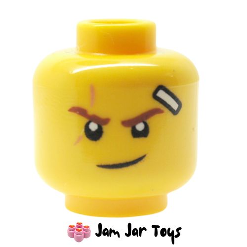 LEGO Kai Head, Dark Orange Eyebrows, Scar, Bandage, Smirk