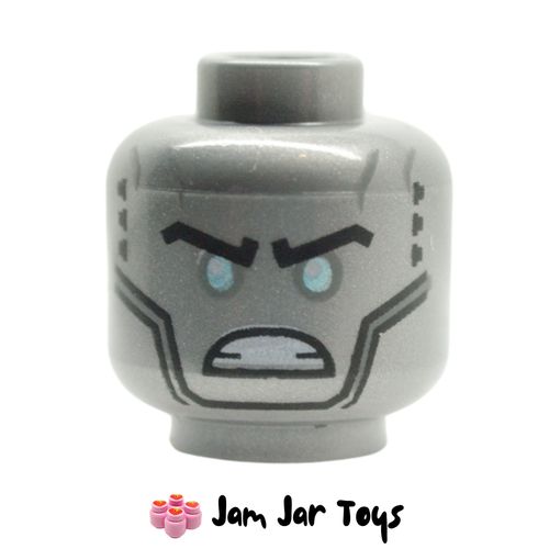 LEGO Flat Silver Zane Head, Bright Light Blue Eyes and Angry Eyebrows
