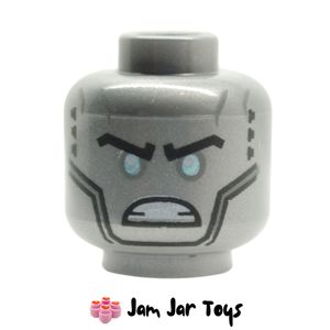 LEGO Flat Silver Zane Head, Bright Light Blue Eyes and Angry Eyebrows