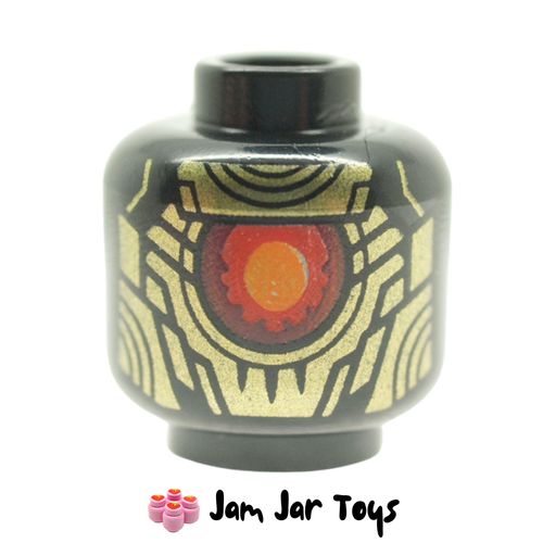 LEGO Imperium Guard Droid Head, Gold Plating, Red and Orange Centre Eye.