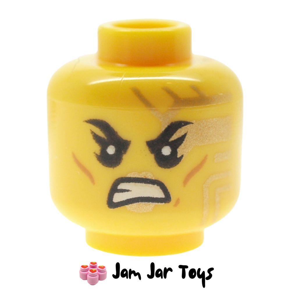 LEGO Empress Beatrix Head, Gold Circuitry, Angry Open Mouth Teeth