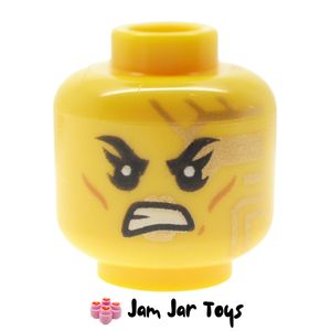 LEGO® Empress Beatrix Head, Gold Circuitry, Angry Open Mouth Teeth/Closed Mouth. HF109
