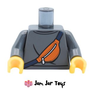 LEGO® Dark Bluish Grey Torso, Sweater, Orange Shoulder Bag. TO174