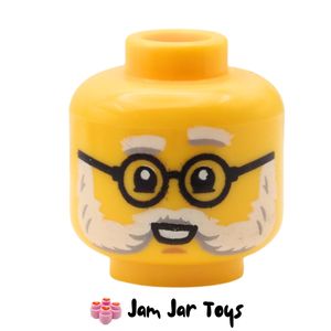 LEGO® Dr. Kilroy Minifigure Head, Beard, Moustache, Black Glasses. HF132
